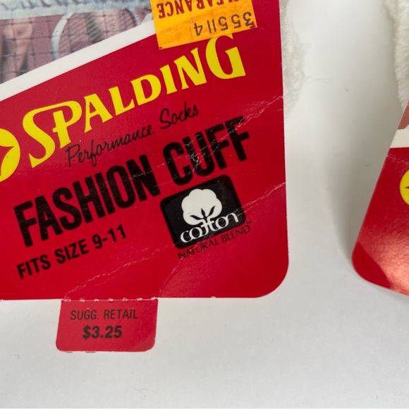 3 Pairs NOS Vintage 70's SPALDING Cuffed Anklet Socks Sz. 9 - 11 In Box - Picture 4 of 11